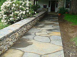 Natural stone patio construction